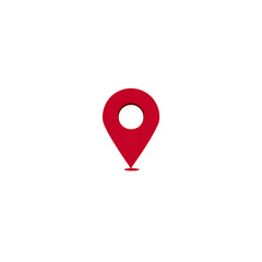 Isolated red location pin on transparent background in a simple illustration