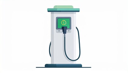 Electric Vehicle Charging Station Illustration – Clean Energy and Modern Technology Concept

