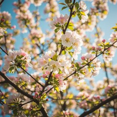 Obraz premium Pink and White Blossoms on a Tree Branch
