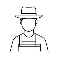 Fototapeta premium Line Drawing Icon Of A Farmer Wearing A Hat And Overalls