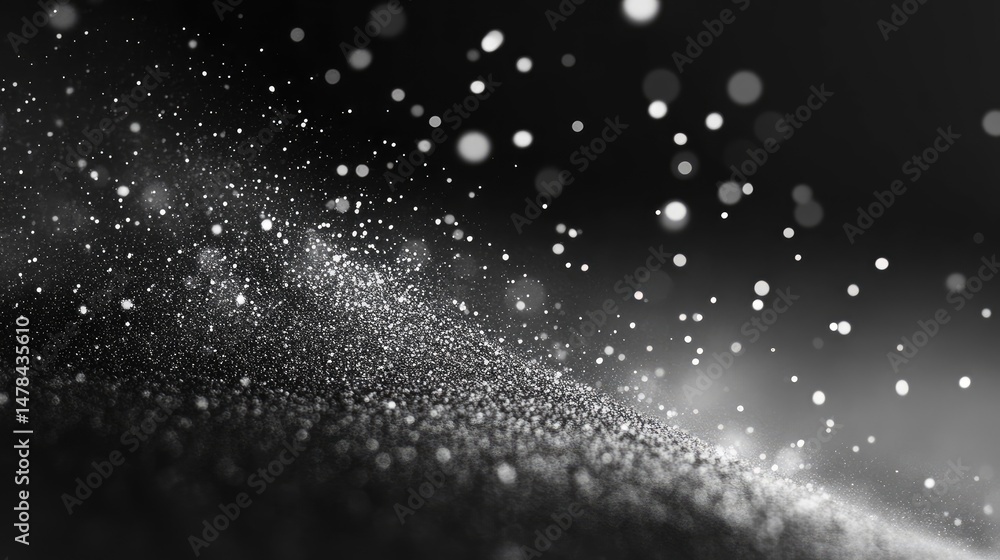 Poster abstract design featuring a grayscale particlescape.