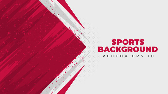 Abstract sports background design with sporty bold red grunge vector shape 