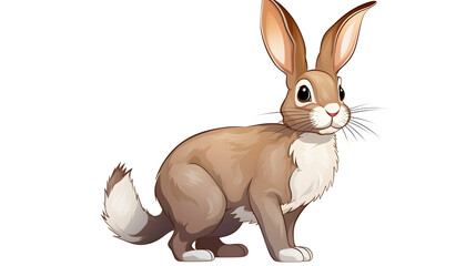 Detailed one-stroke illustration of a cute rabbit standing up in a cart, high-quality digital artwork for various uses
