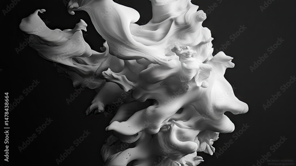Poster abstract monochrome display of fluid motion in a dramatic composition.