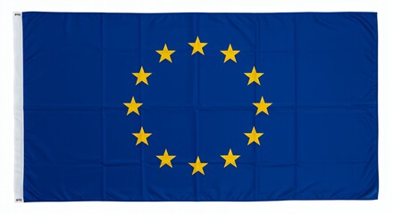 European Union Flag Displaying Circle of Stars Against a Blue Background