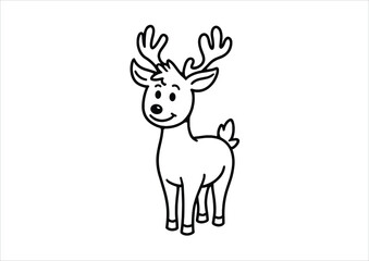 Deer Coloring Page – A4 Black and White Printable Artwork for Kids