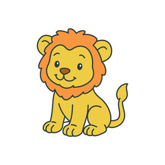 Cute cartoon Lion coloring book illustration vector design templates simple