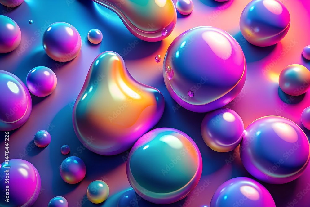Canvas Prints glossy 3d liquid shape in vibrant colors on clean abstract background
