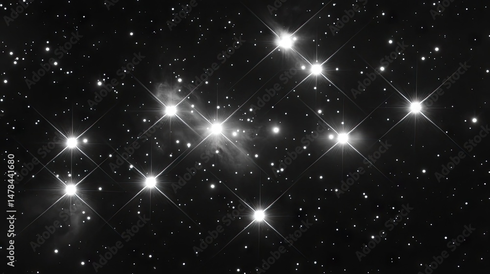 Poster deep space view of a star cluster and nebula.