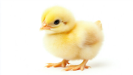 Obraz premium Adorable Yellow Baby Chick on White Background
