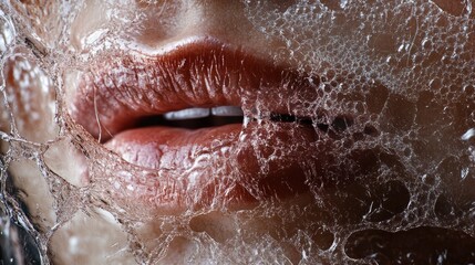Fototapeta premium Close-up of Lips Frozen in Ice