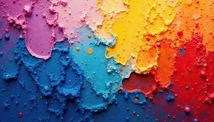 Fototapeta premium Vibrant acrylic paint strokes on canvas, close-up view , acrylic paint, vibrant colors, brush stroke texture