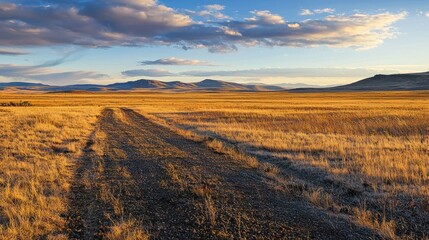 Fototapeta premium A sunset casting long shadows over the open fields