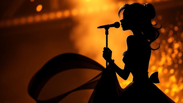 Grand Finale: Singer Silhouette with Flowing Gown