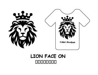 Majestic Lion Head with Crown Vector for T-Shirt Design and Apparel Branding in Bold Black Style Isolated on White Background Illustration   © Faiza's World