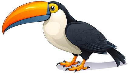 Fototapeta premium Realistic hand-drawn toucan bird isolated on white background for graphic design projects