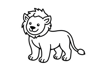 Fototapeta premium Lion Coloring Page A4 | Black & White Printable Artwork for Kids