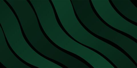 Modern Simple Abstract Dark Background with Green Color Wavy Design. Eps10 Vector Template