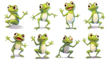 Fototapeta premium Cheerful Frog Vector Illustration for Cute Cartoon Frog Set Enthusiasts