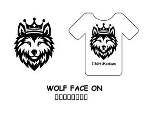 Royal crowned wolf face head vector illustration design for modern t-shirt mockup template branding, fashion apparel print, and animal graphic mascot artwork

