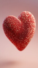 Fototapeta premium Sparkling Red Glitter Heart Shape Romantic Valentine s Day Decoration