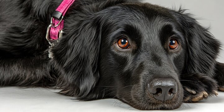 Black Dog Lying Down Studio Shot