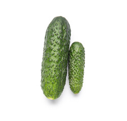 Fresh cucumbers isolated on white background