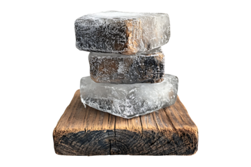 Frosty Quadrants on a Wooden Pedestal isolated on transparent background
