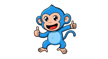Fototapeta premium Smiling blue monkey giving thumbs up