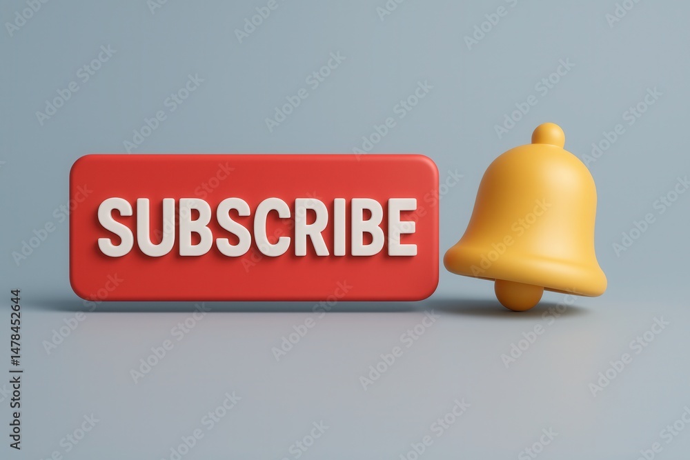 Poster subscribe button with notification bell for online channel subscription
