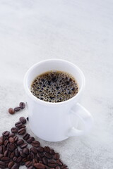 Hot Coffee with Coffee Beans
