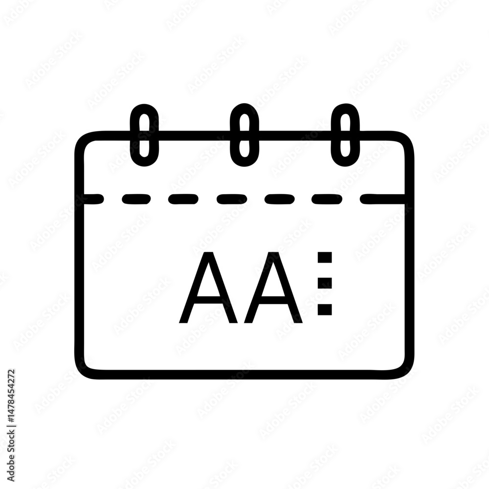 Poster academic calendar on transparent background for web and graphic design