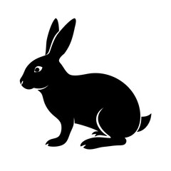 rabbit silhouette on transparent background for web and graphic design