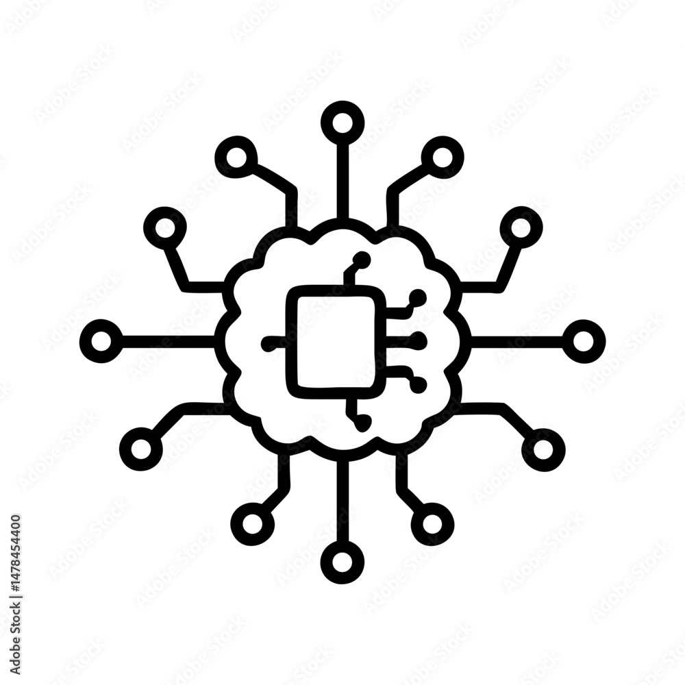 Aufkleber ai chip circuit on transparent background for web and graphic design
