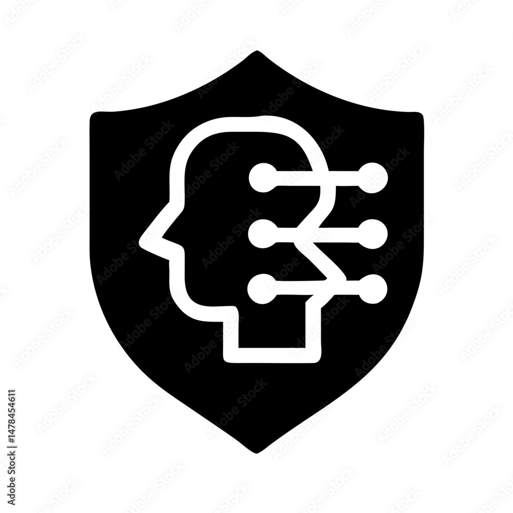 Poster ai shield security silhouette on transparent background for web and graphic design