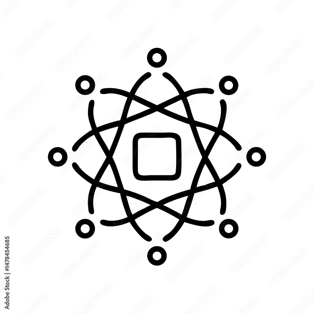Aufkleber atom chip on transparent background for web and graphic design