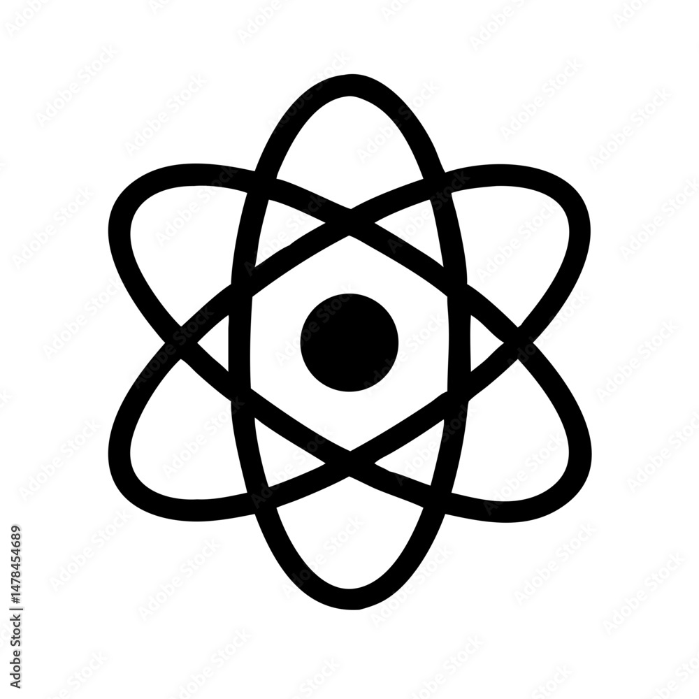 Poster atom symbol silhouette on transparent background for web and graphic design