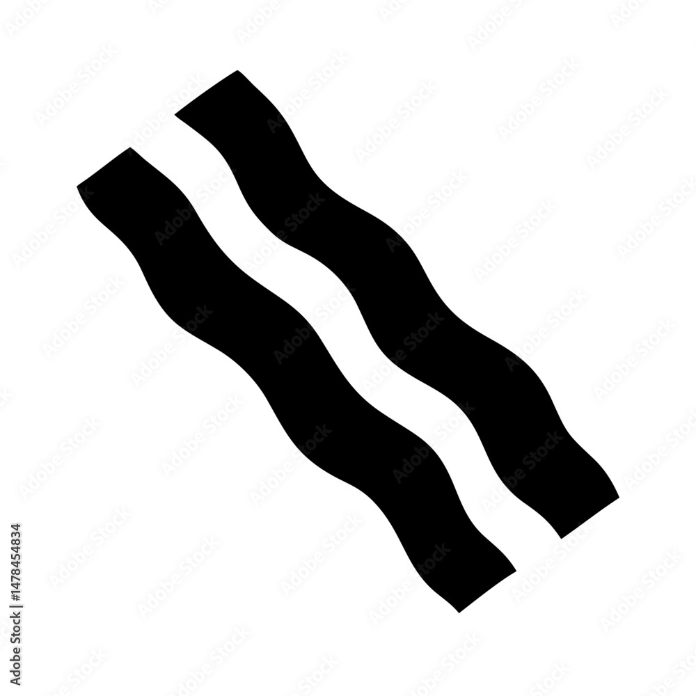 Poster bacon strip silhouette on transparent background for web and graphic design