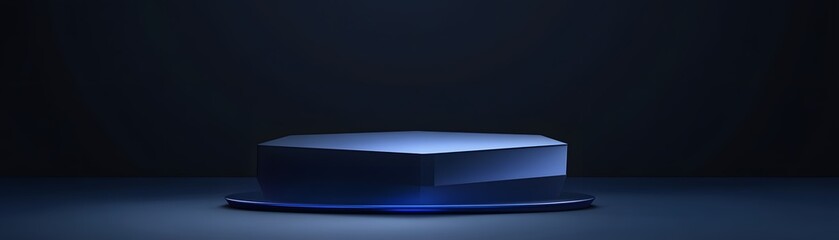 Geometric, light-blue display platform.
