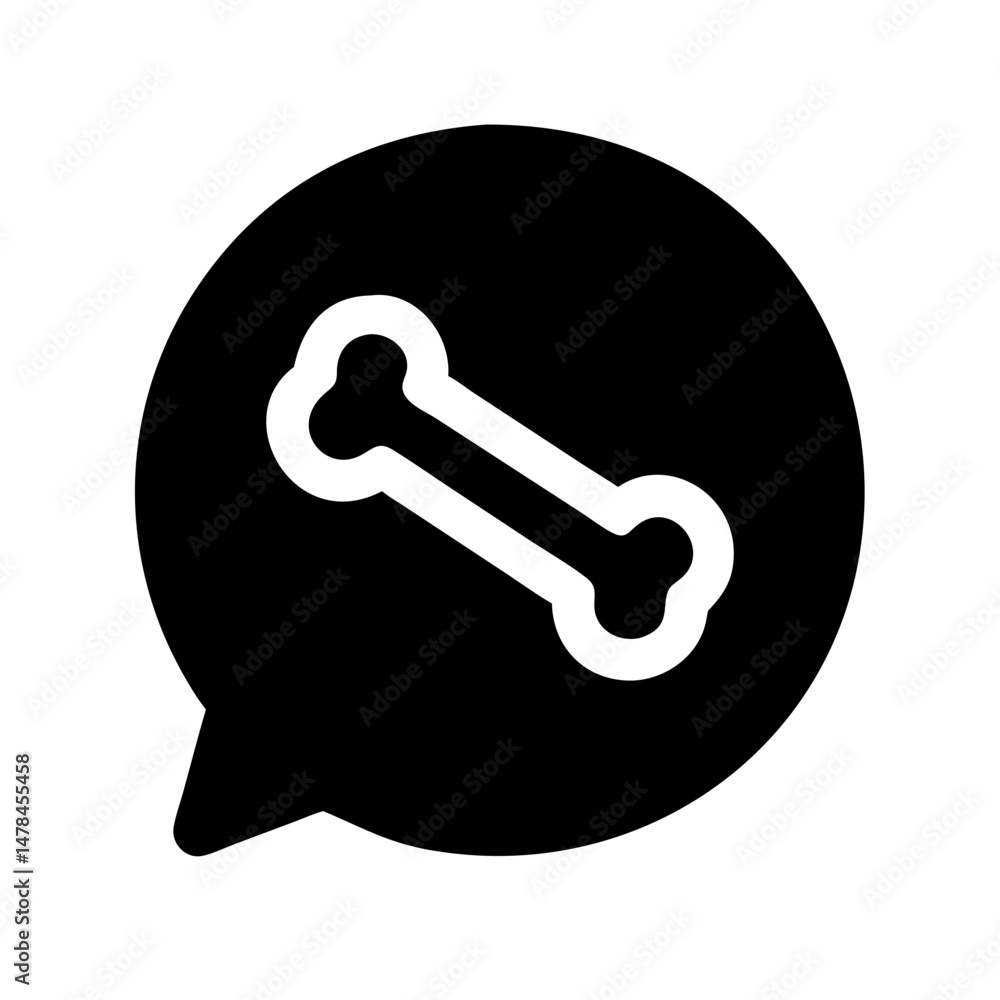 Poster bone in chat bubble silhouette on transparent background for web and graphic design