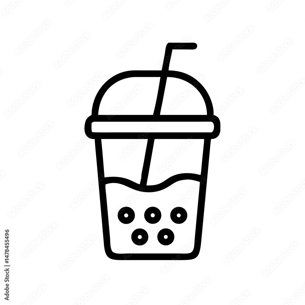 Poster bubble tea on transparent background for web and graphic design