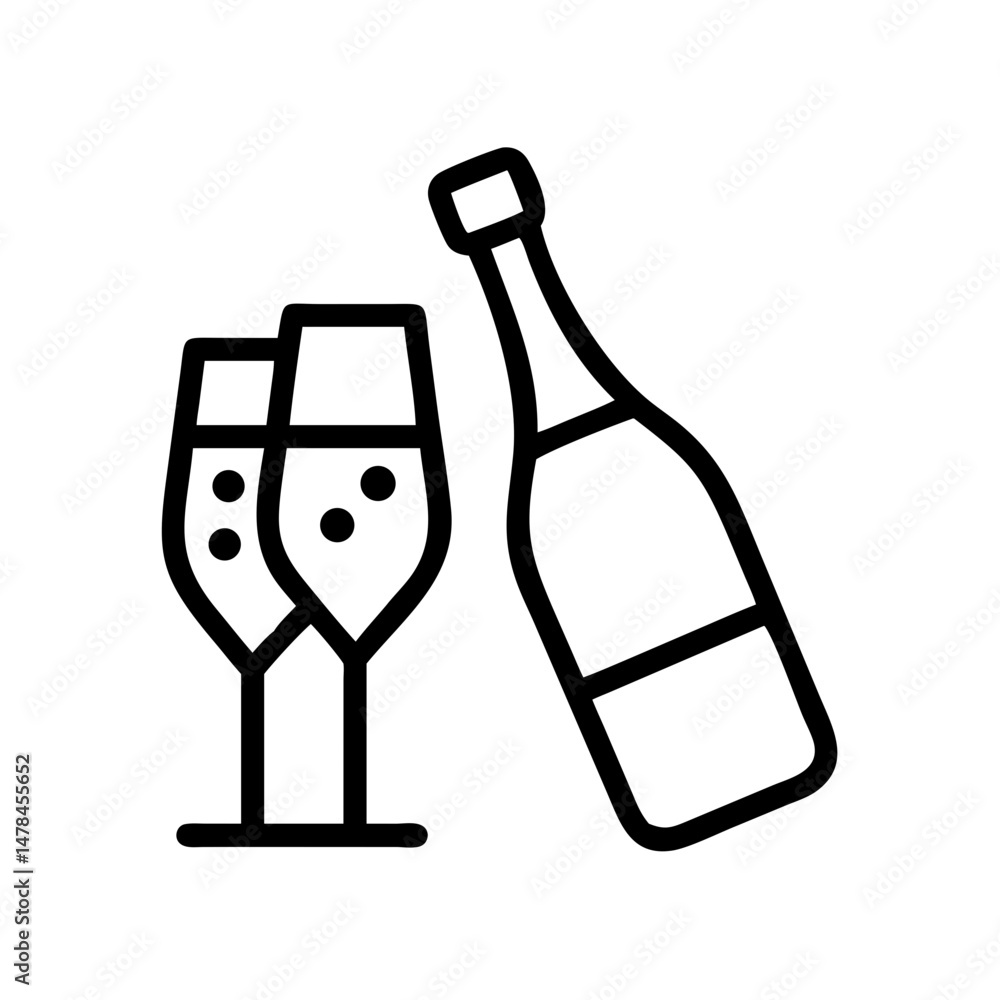 Poster champagne on transparent background for web and graphic design