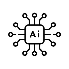 Chipset with ai node on transparent background for web and graphic design