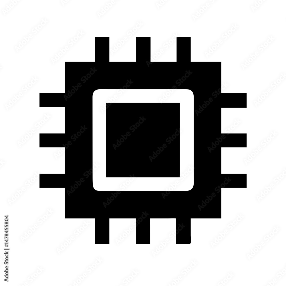Poster cpu chip silhouette on transparent background for web and graphic design