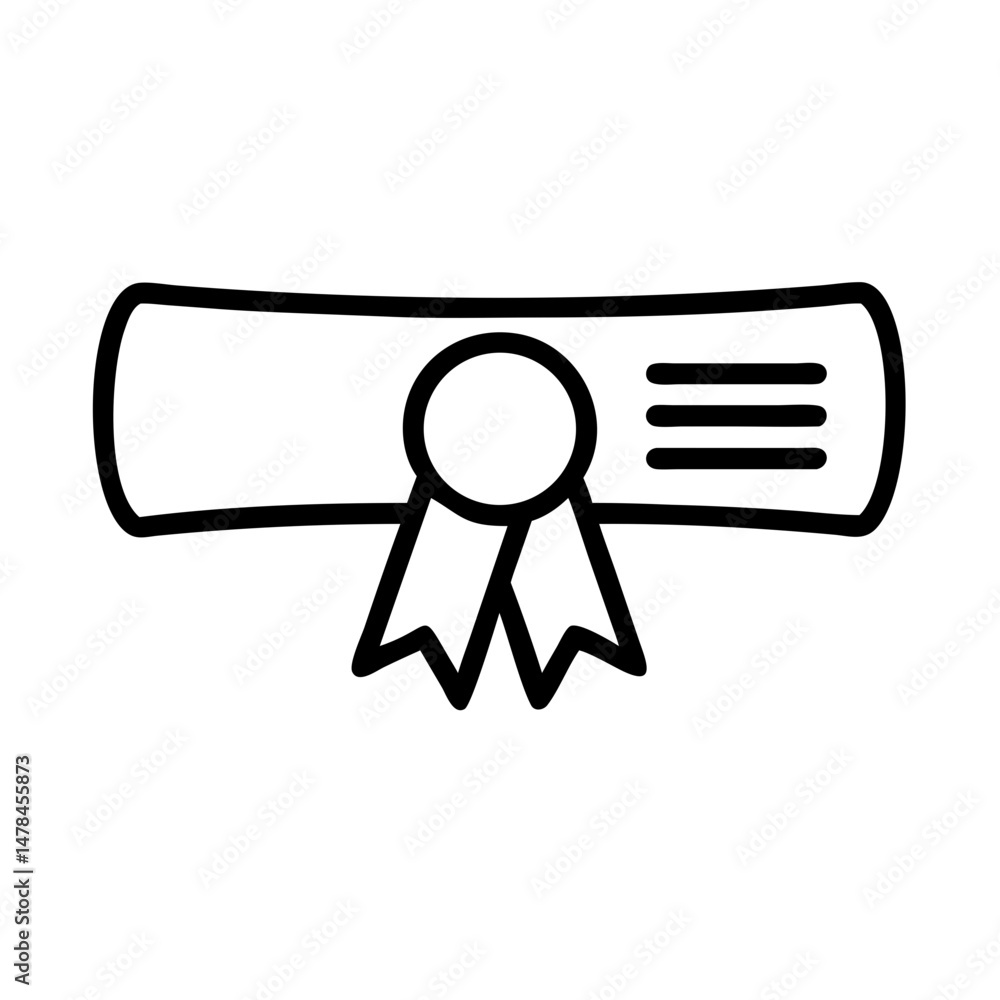 Poster diploma with ribbon on transparent background for web and graphic design