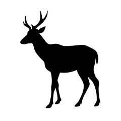 Deer silhouette on transparent background for web and graphic design