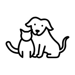 Dog and cat together on transparent background for web and graphic design