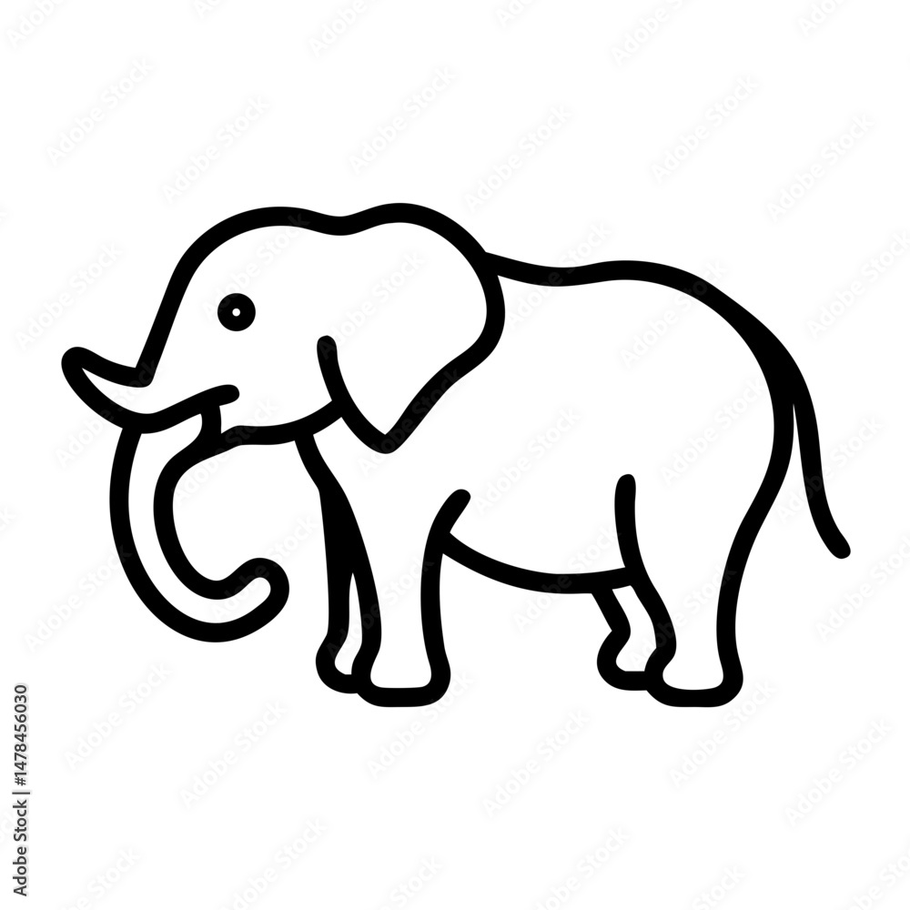 Poster elephant on transparent background for web and graphic design