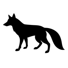 Fox silhouette on transparent background for web and graphic design