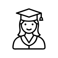 Graduate woman on transparent background for web and graphic design